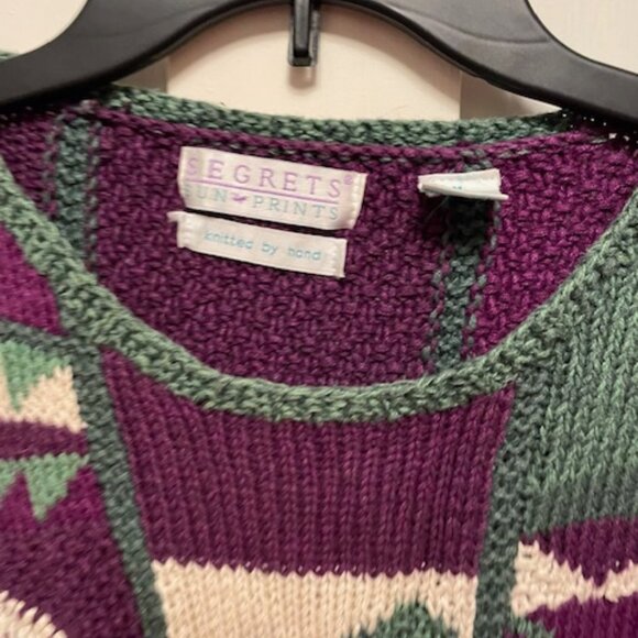 Segrets Sun Prints Hand Knit Vintage Sweater Women's Size Medium - Picture 3 of 13
